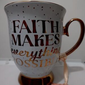 BUY 2 Inspirational Gold Accent Ceramic Mug - Faith Makes Everything Possible